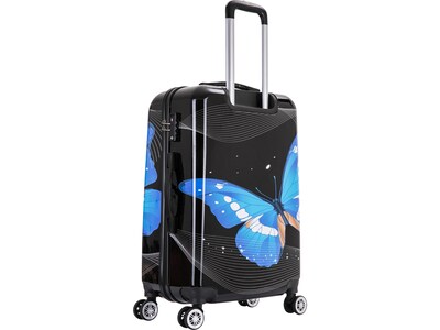 InUSA 24" Hardside Butterfly Suitcase, 4-Wheeled Spinner, TSA Checkpoint Friendly, Black Butterfly (IUAPC00M-BBU)