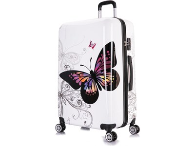 InUSA 3-Piece Hardside Butterfly Spinner Luggage Set, TSA Checkpoint Friendly, Butterfly (IUAPCSML-BUT)