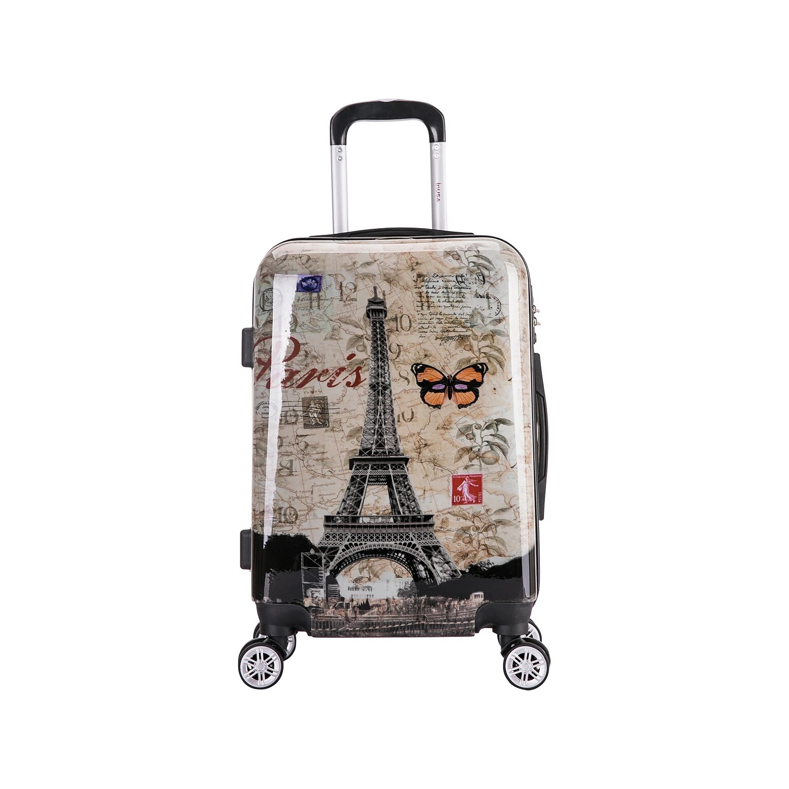 InUSA 20 Hardside Paris Carry-On Suitcase, 4-Wheeled Spinner, TSA Checkpoint Friendly, Paris (IUAPC00S-PAR)