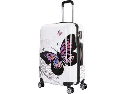 InUSA 24 Hardside Butterfly Suitcase, 4-Wheeled Spinner, TSA Checkpoint Friendly, Butterfly (IUAPC0