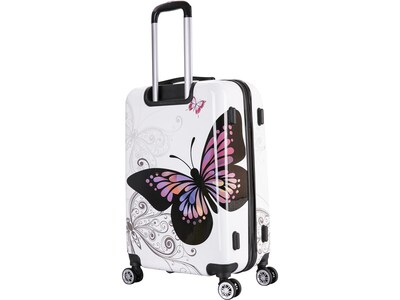 InUSA 24" Hardside Butterfly Suitcase, 4-Wheeled Spinner, TSA Checkpoint Friendly, Butterfly (IUAPC00M-BUT)