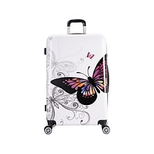 InUSA Prints Plastic 4-Wheel Spinner Luggage, Butterfly (IUAPC00L-BUT)