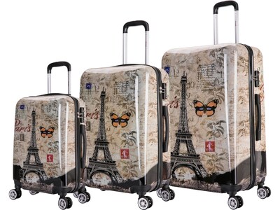 InUSA 3-Piece Hardside Paris Spinner Luggage Set, TSA Checkpoint Friendly, Paris (IUAPCSML-PAR)