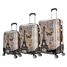 InUSA Prints 3-Piece PC/ABS Plastic Luggage Set, Paris (IUAPCSML-PAR)