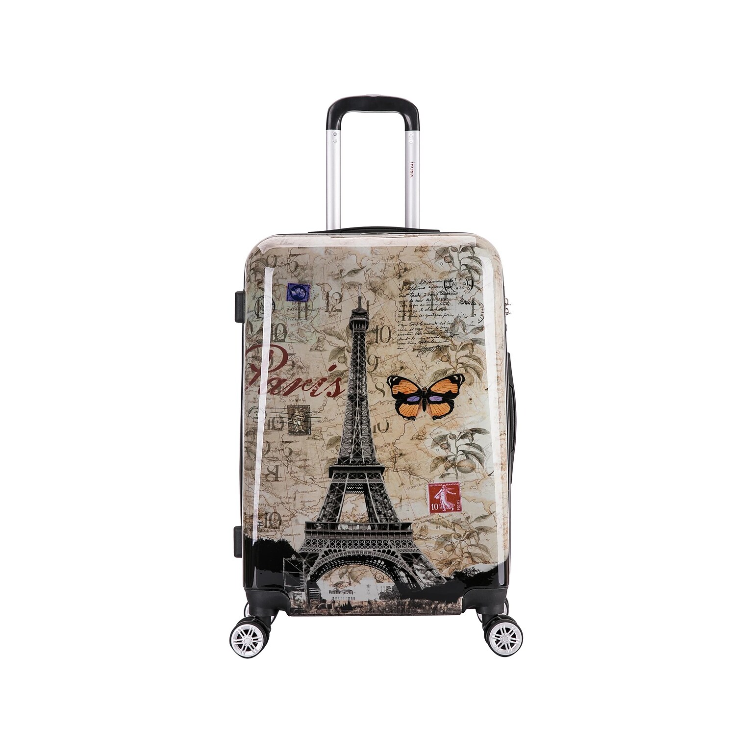 InUSA 24 Hardside Paris Suitcase, 4-Wheeled Spinner, TSA Checkpoint Friendly, Paris (IUAPC00M-PAR)