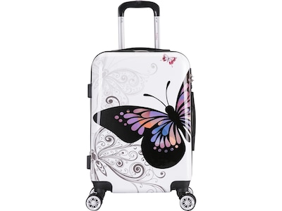 InUSA 20 Hardside Butterfly Carry-On Suitcase, 4-Wheeled Spinner, TSA Checkpoint Friendly, Butterfl