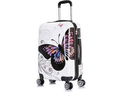 InUSA 20 Hardside Butterfly Carry-On Suitcase, 4-Wheeled Spinner, TSA Checkpoint Friendly, Butterfl
