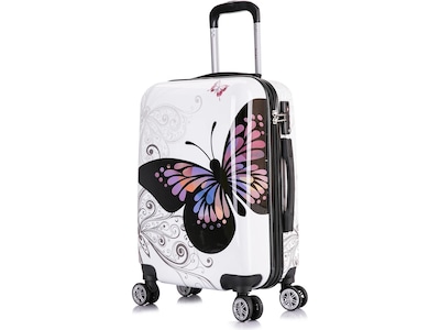 InUSA 20" Hardside Butterfly Carry-On Suitcase, 4-Wheeled Spinner, TSA Checkpoint Friendly, Butterfly (IUAPC00S-BUT)