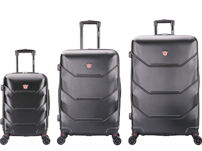 DUKAP Zonix Hardside Spinner Luggage Set, Black (DKZONSML-BLK)