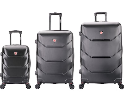 DUKAP ZONIX PC/ABS Plastic Luggage Set, Black (DKZONSML-BLK)