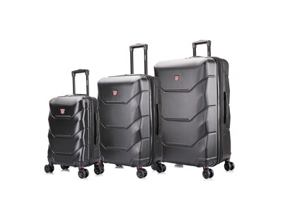 DUKAP Zonix Hardside Spinner Luggage Set, Black (DKZONSML-BLK)