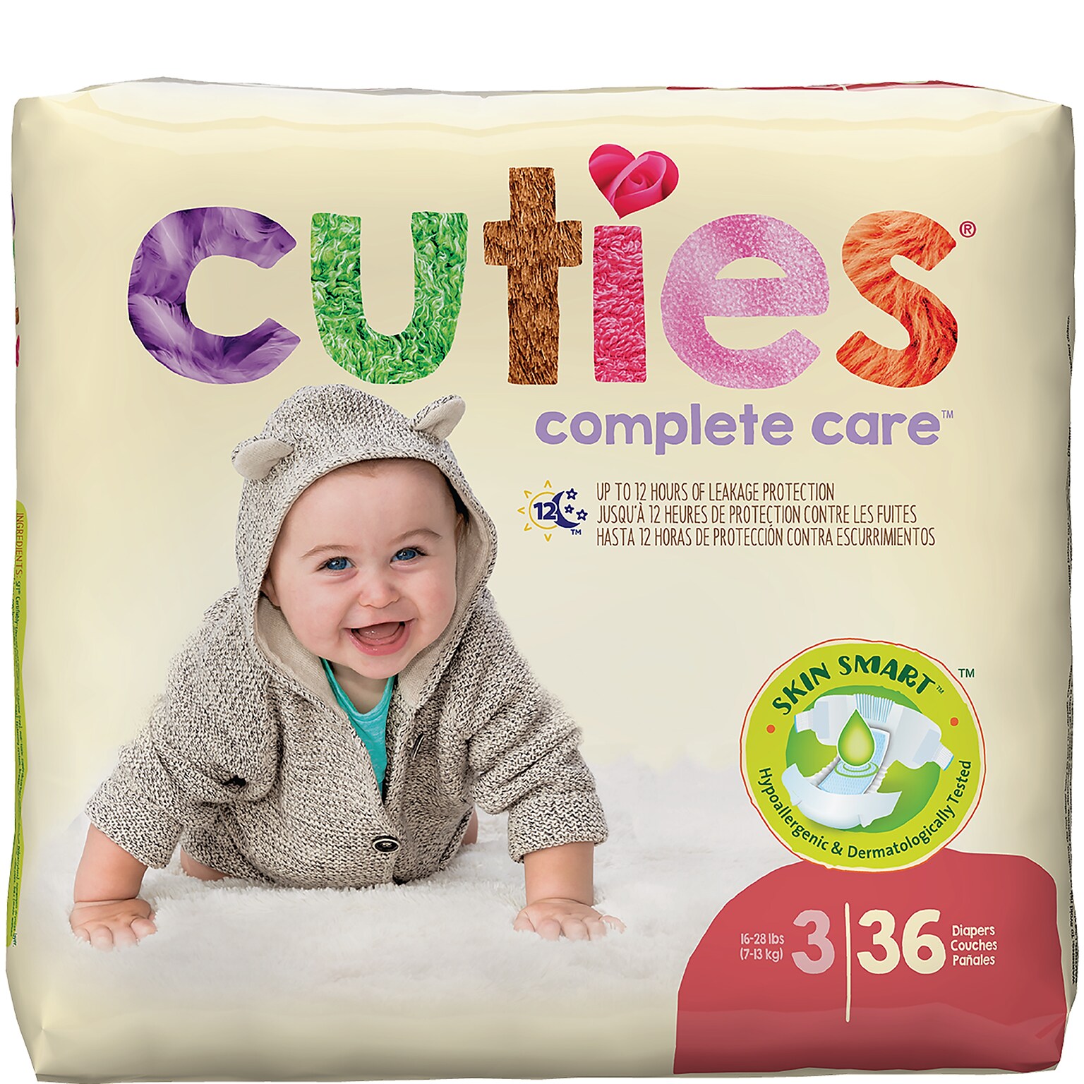 Cuties Complete Care Baby Diapers, Size 3, 144 count (CR3001)