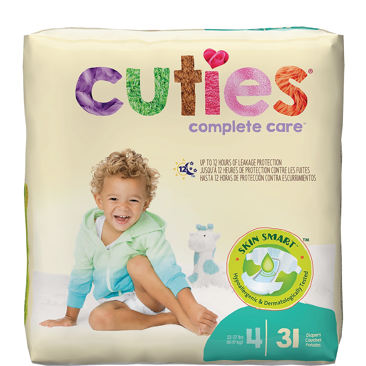 Cuties Premium Jumbo Diapers, Size 4, 124/PK (CR4001)