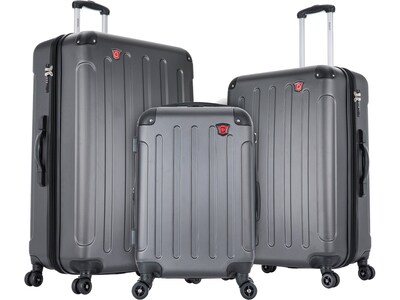 DUKAP Intely 3-Piece Hardside Spinner Luggage Set, TSA Checkpoint Friendly, Gray (DKINTSML-GRE)