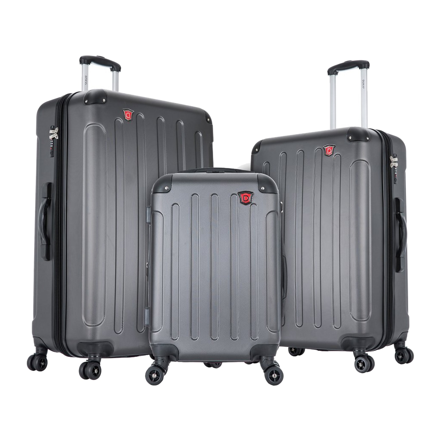 DUKAP Intely 3-Piece Hardside Spinner Luggage Set, TSA Checkpoint Friendly, Gray (DKINTSML-GRE)