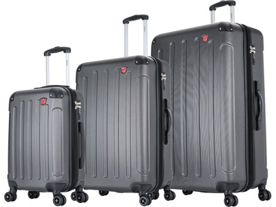 DUKAP Intely 3-Piece Hardside Spinner Luggage Set, TSA Checkpoint Friendly, Gray (DKINTSML-GRE)