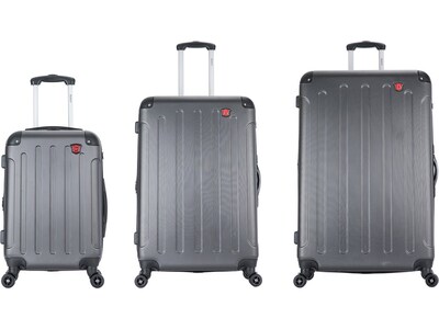 DUKAP Intely 3-Piece Hardside Spinner Luggage Set, TSA Checkpoint Friendly, Gray (DKINTSML-GRE)