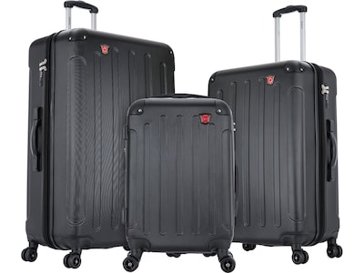 DUKAP INTELY 3-Piece Plastic Luggage Set, Black (DKINTSML-BLK)