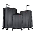 DUKAP INTELY 3-Piece Plastic Luggage Set, Black (DKINTSML-BLK)