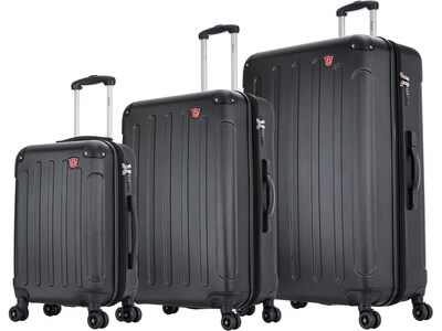 DUKAP INTELY 3-Piece Plastic Luggage Set, Black (DKINTSML-BLK)