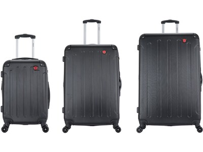 DUKAP Intely 3-Piece Hardside Spinner Luggage Set, TSA Checkpoint Friendly, Black (DKINTSML-BLK)