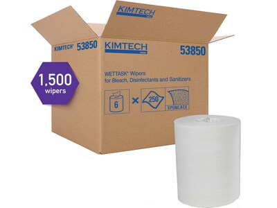 Kimtech WetTask Prep Wipes, 250/Roll, 6 Rolls/Carton (53850)