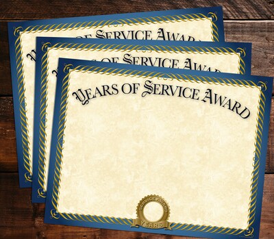 Great Papers Years of Service Certificates, 8.5" x 11", 20/Pack (2015113KIT)