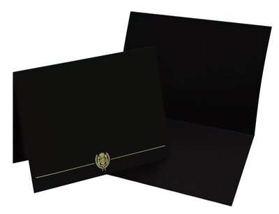 Great Papers Classic Crest Certificate Holders, 9.34" x 12", Black/Gold, 5/Pack (903117PK10)