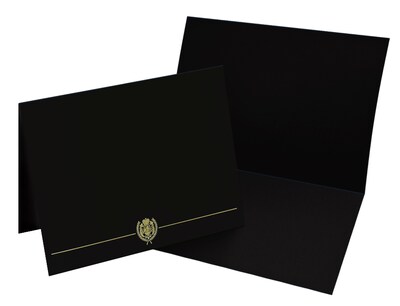 Great Papers Classic Crest Certificate Holders, 9.34 x 12, Black/Gold, 50/Pack (903117PK10)