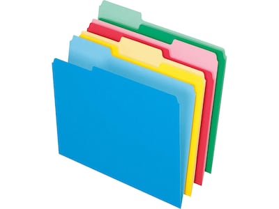 Pendaflex Basic File Folders, 1/3 Cut Tab, Letter Size, Red/Blue/Green/Yellow, 36/Pack (PFX 03086)