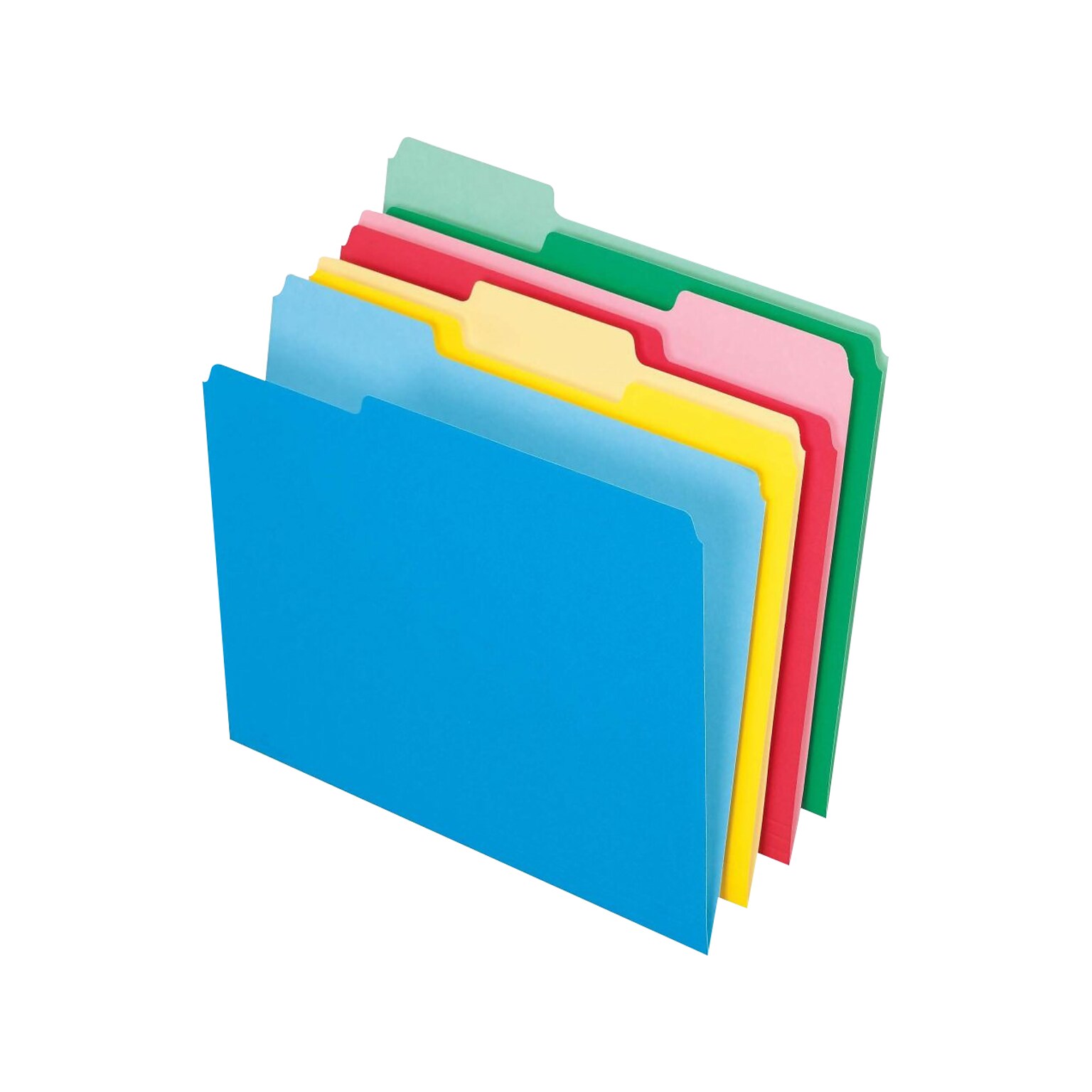 Pendaflex Basic File Folder, 1/3-Cut Tab, Assorted, Letter Size, Red/Green/Blue/Yellow, 36/Pack (03086)