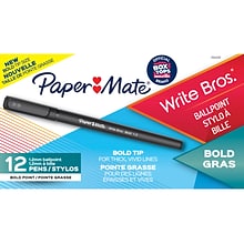 Paper Mate Write Bros. Ballpoint Pen, Bold Point, Black Ink, Dozen (2124520)