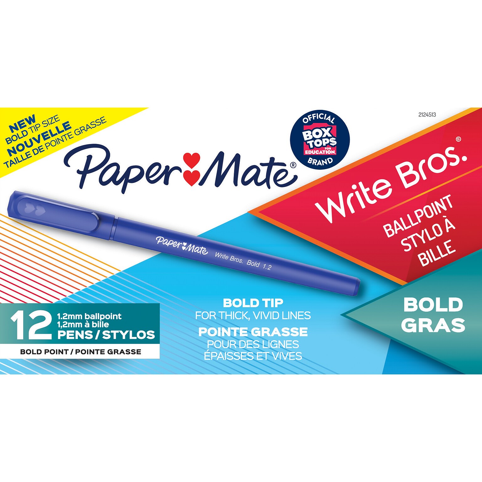 Paper Mate Write Bros. Ballpoint Pen, Bold Point, Blue Ink, Dozen (2124513)