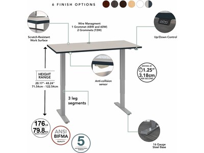 Bush Business Furniture Move 40 Series 28"-48'' Adjustable Standing Desk, White Spectrum/Cool Gray Metallic (M4S4830WPSK)