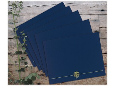 Great Papers Classic Crest Certificate Holders, 12 x 9.38, Navy, 25/Pack (903115PK5)