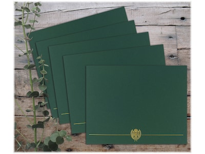 Great Papers Classic Crest Certificate Holders, 12" x 9.38", Hunter Green, 50/Pack (903118PK10)