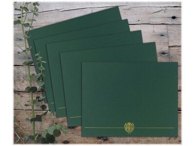 Great Papers Classic Crest Certificate Holders, 12" x 9.38", Hunter Green, 50/Pack (903118PK10)