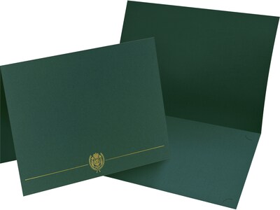 Great Papers Classic Crest Certificate Holders, 12" x 9.38", Hunter Green, 25/Pack (903118PK5)