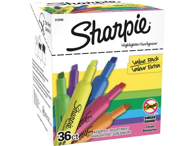 Sharpie Tank Highlighter, Chisel Tip, Assorted, 36/Pack (2133496)