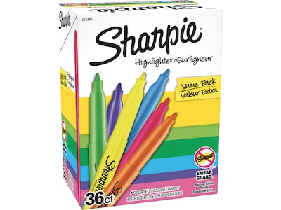 Sharpie Stick Highlighter, Chisel Tip, Assorted, 36/Pack (2133497)