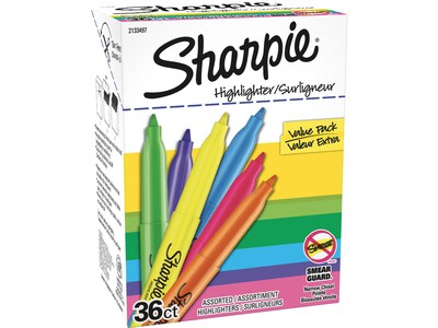 Sharpie Stick Highlighter, Chisel Tip, Assorted, 36/Pack (2133497)