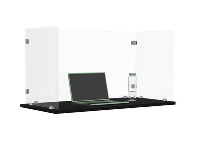 Luxor RECLAIM® Freestanding Trifold Acrylic Desk Shield Sneeze Guard, 46W x 20D x 24H (DIV3P-462024C)