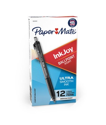 Paper Mate InkJoy 300 RT Retractable Ballpoint Pen, Medium Point, Black Ink, Dozen (1951260)