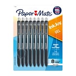 Paper Mate InkJoy Retractable Gel Pen, Fine Point, Black Ink, 8/Pack (1968613)