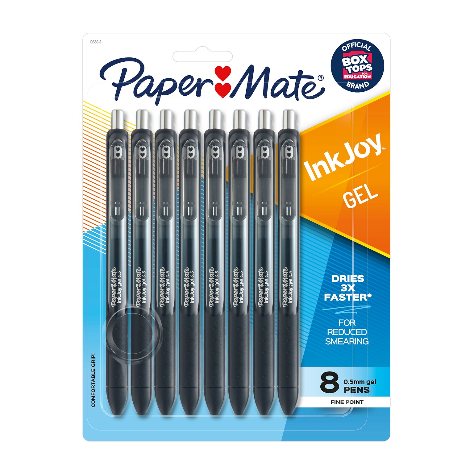 Paper Mate InkJoy Retractable Gel Pen, Fine Point, Black Ink, 8/Pack (1968613)