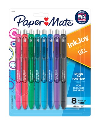 Paper Mate InkJoy Retractable Gel Pen, Medium Point, Assorted Ink, 8/Pack (1958946)