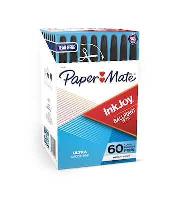 Paper Mate InkJoy 50ST Ballpoint Pen, Medium Point, Black, 60/Pack (2013311)