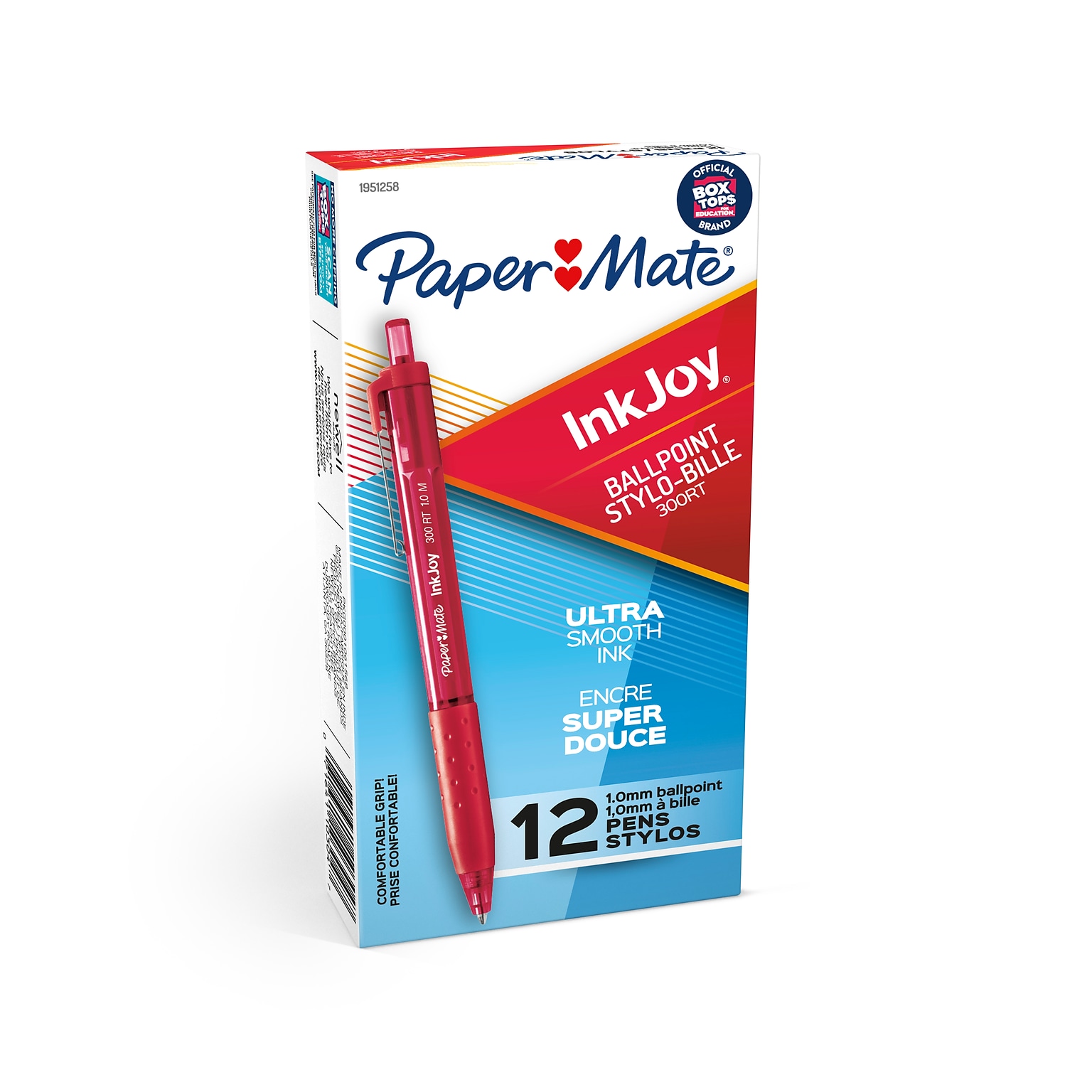 Paper Mate InkJoy 300 RT Retractable Ballpoint Pen, Medium Point, Red Ink, Dozen (1951258)