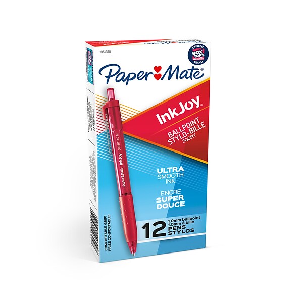 Paper Mate InkJoy 300 RT Retractable Ballpoint Pen, Medium Point, Red Ink, Dozen (1951258)