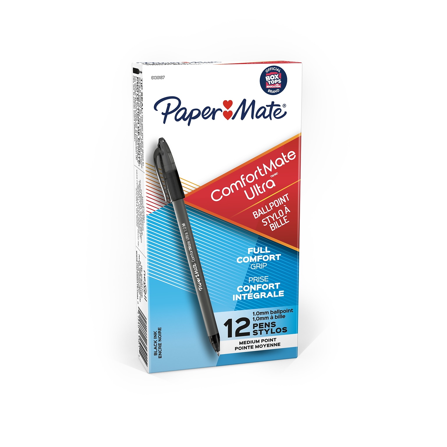 Paper Mate ComfortMate Ultra Ballpoint Pen, Medium Point, Black Ink, Dozen (6130187)